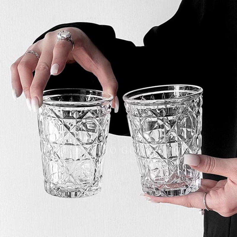 Espresso Shot Glass - 빈티지 다이아몬드 패턴 서양 와인 잔,