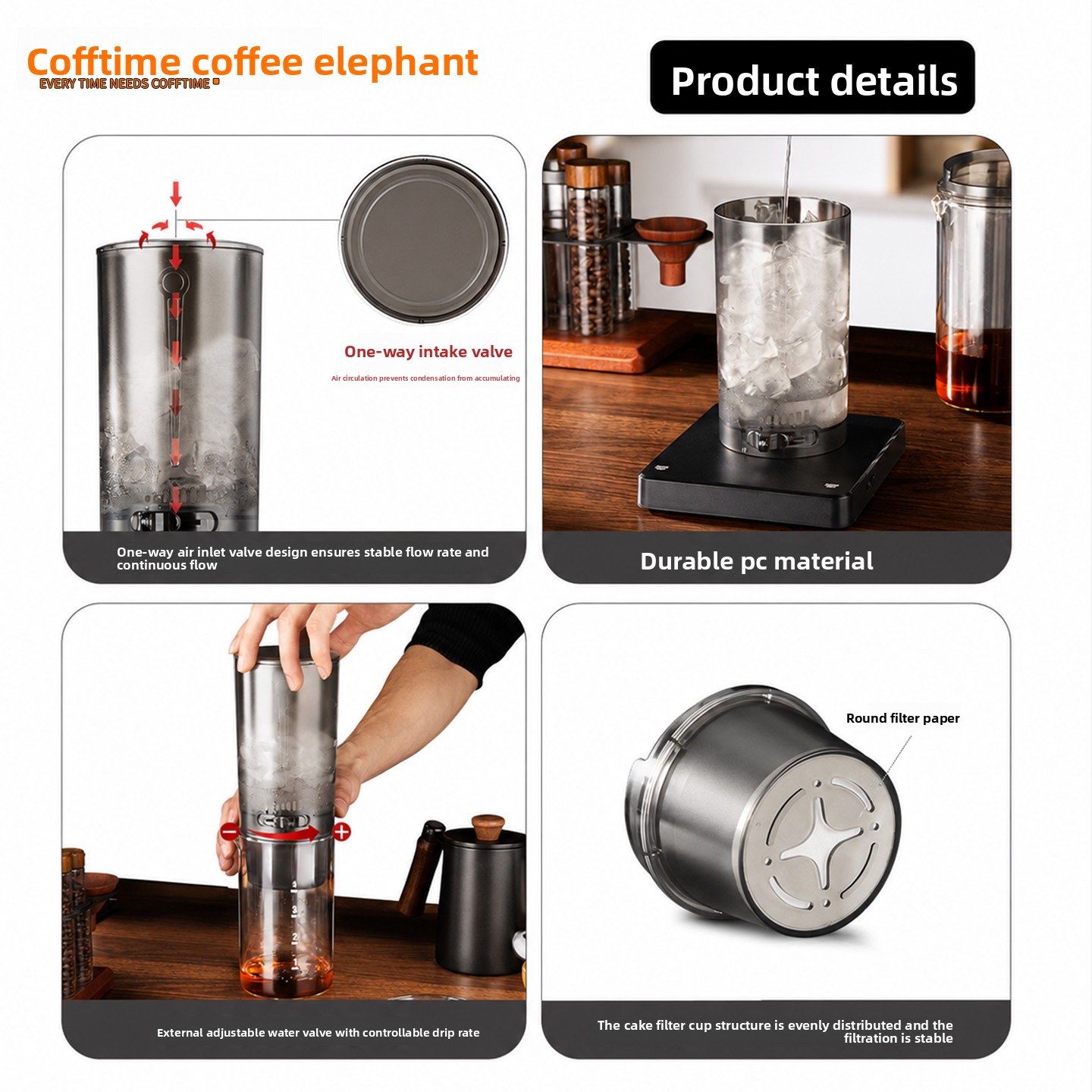 450ml 용량의 콜드 브루 커피 메이커, 아이스 드립 - Coffee Equipment For Camping 리뷰 및 가격