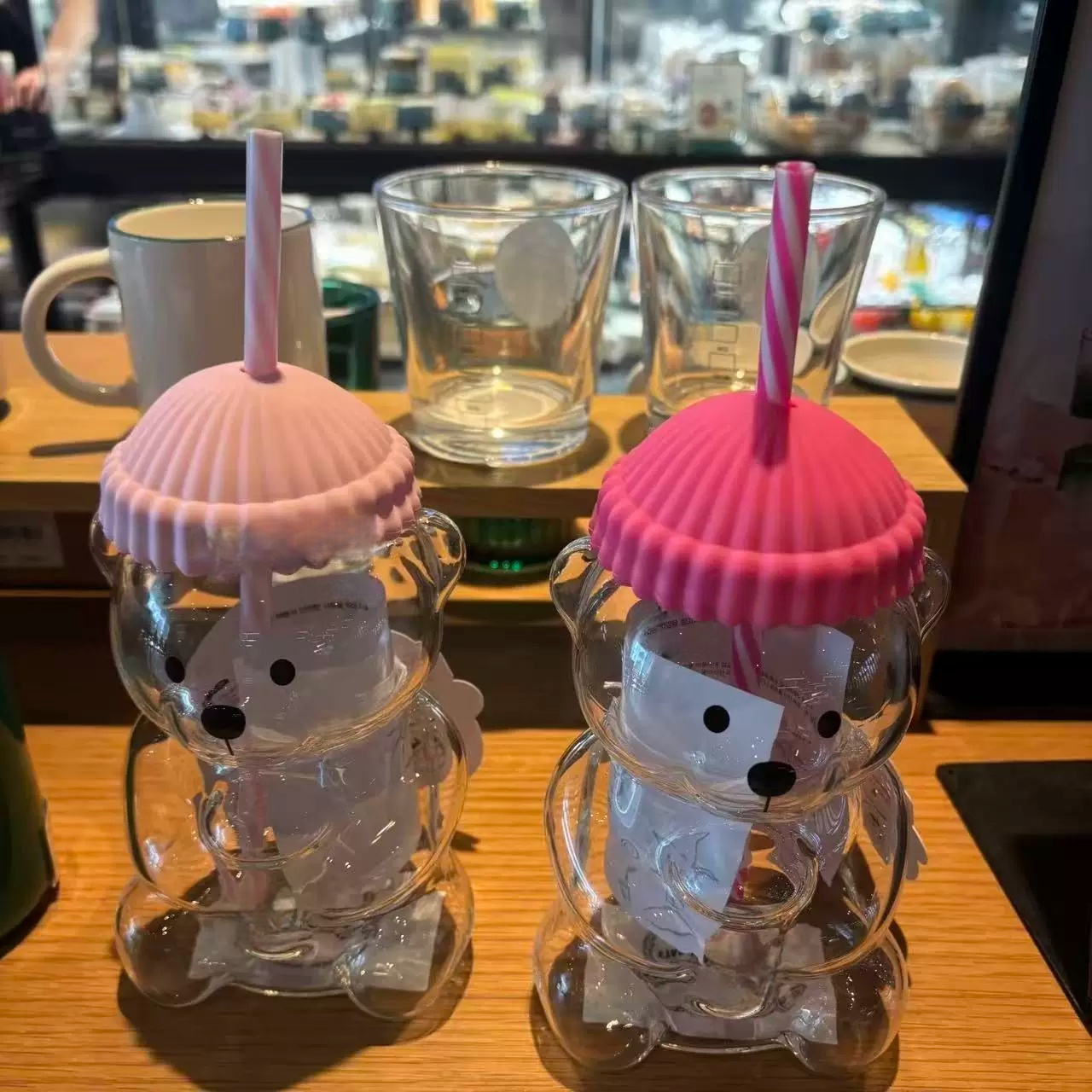 Bk 곰돌이 모양 유리 빨대컵 핑크 투명 텀블러 여름  - Espresso Shot Glass 리뷰 및 가격